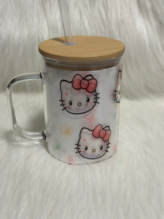 Kitty with bow... Glass Mug