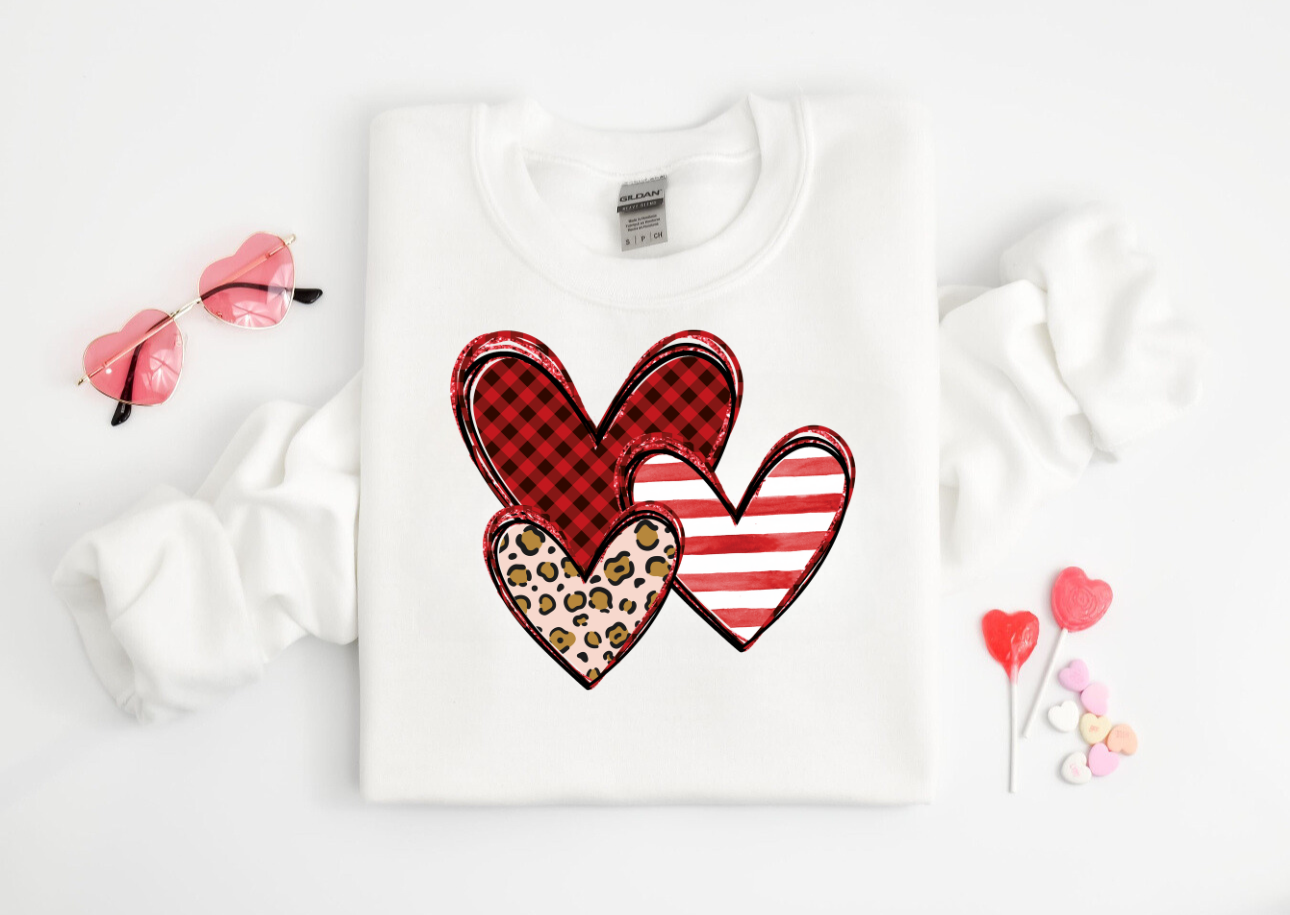 Leopard Heart Crew Neck Sweaters