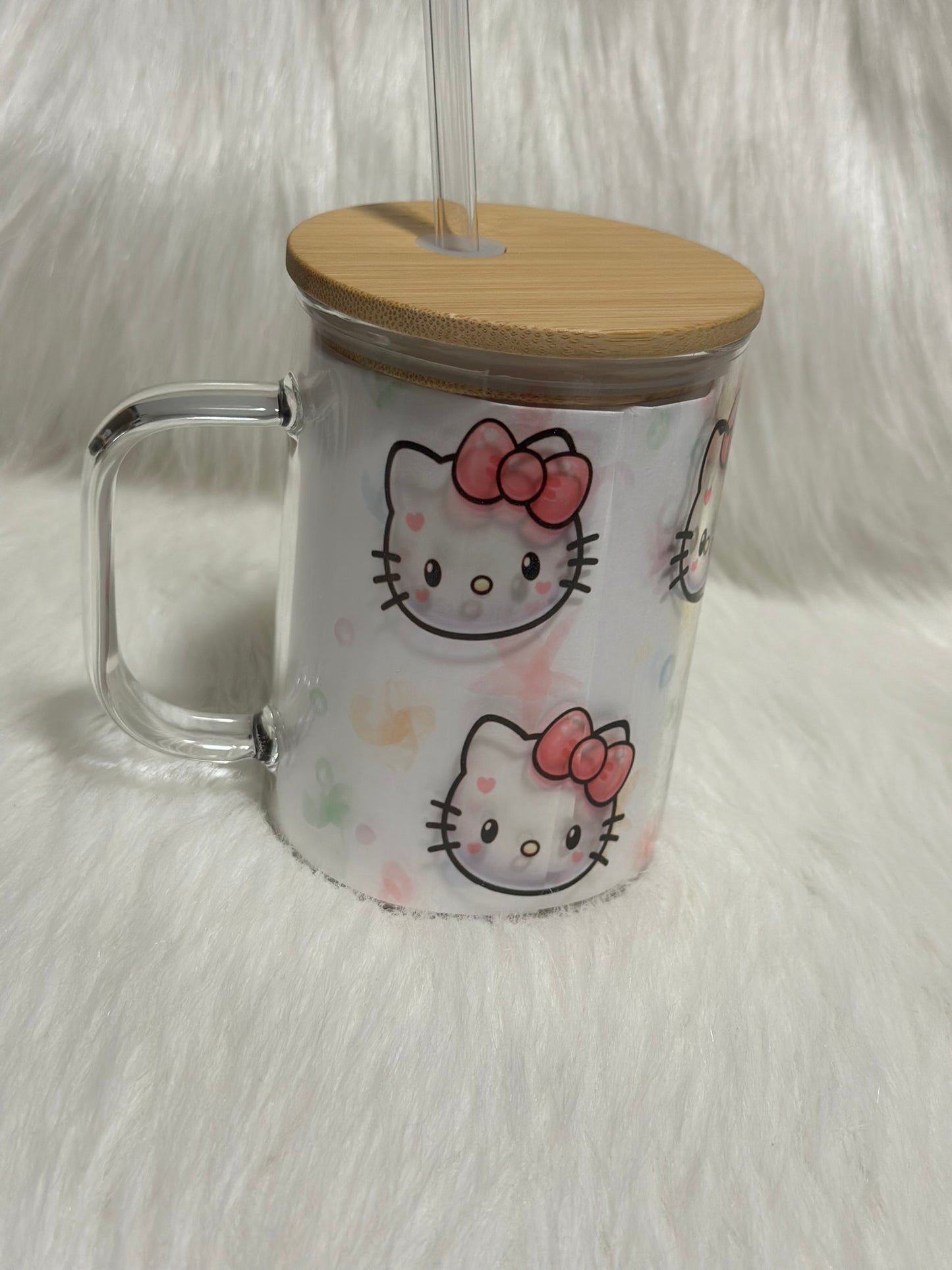 Kitty with bow... Glass Mug