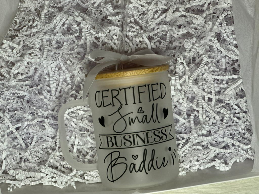 "Certified Small Business Baddie" Glass Mug