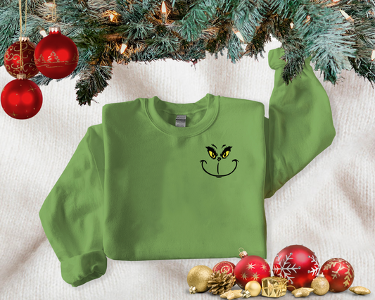 Grinchy Face -Pocket design Sweaters